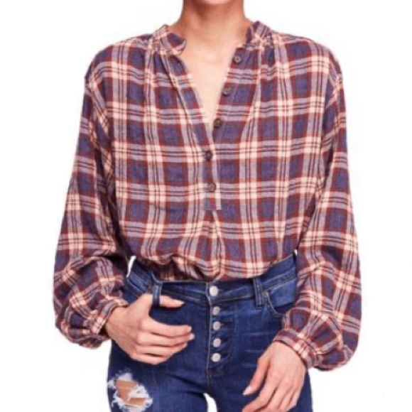 Free People Tops - Free People Northern Bound Plaid Popover Flannel